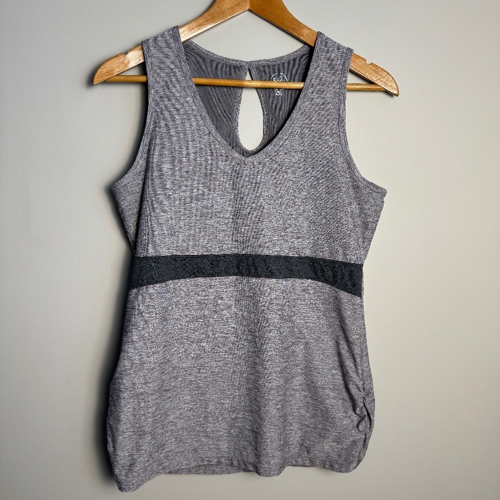 Tuff Athletics Women's Workout Athletic Tank Top Shelf Bra Gray XL Activewear
